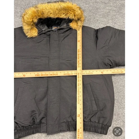 Vintage Jordan Craig Mens Black Hooded Parka Jacket Fur Trim Size 4XL Winter Y2K